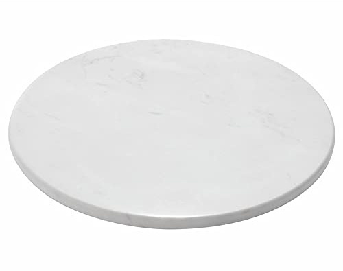 StonePlus Natürliches rundes Marmor-Tablett, glänzend, für Dessert, Käse, Kaffee, beidseitig glatt (Volakas Weiß)