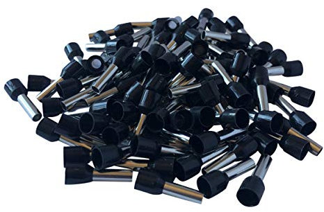 GTSE 100 pcs Black Single Entry 1.5mm² Bootlace Ferrule Connector Insulated Cord Pin End Terminals