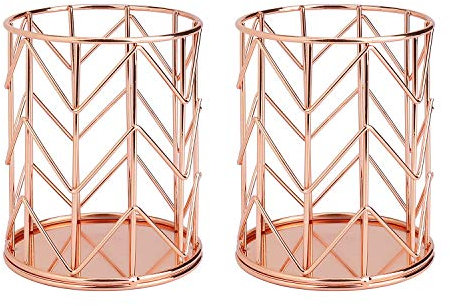 MengH-SHOP Stiftehalter Durchbrochen Runder Eisenkunst Schreibgerätehalter Multifunktionaler Schreibtisch Organisator Stiftköcher Organizer Make-up Pinselhalter 2 Stück (Roségold)
