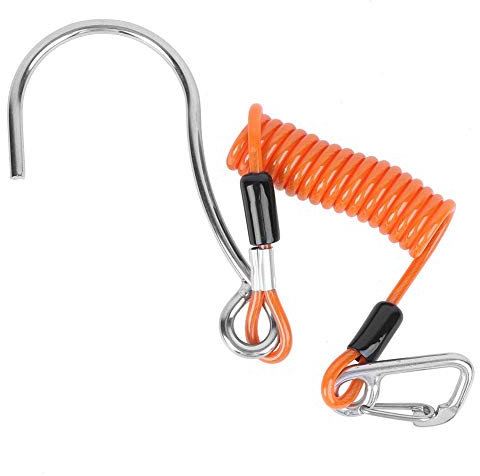Keenso Gancho de Buceo a la Deriva, Resorte de Acero Inoxidable antipérdida Gancho de Buceo a la Deriva Coral Rock con Cuerda Espiral(Naranja) Buceo