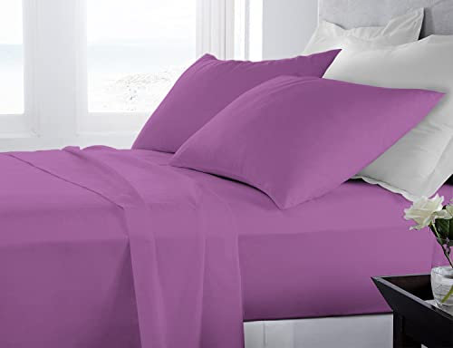 Banzaii Juego de Sábanas para Cama y Fundas de Almohada Algodón Cama de 160 a 170 cm Lila