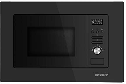 MICROONDAS INTEGRACION IMW-20BTN INFINITON (CRISTAL NEGRO, 20L, Potencia 800W, Grill 1000W, Capacidad 20l, Plato 24,5 cm, Descongelador)