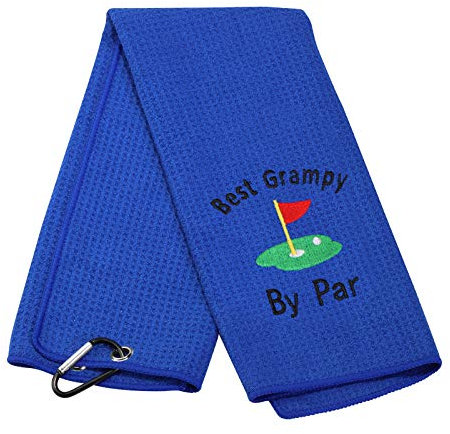 LEVLO Par Golf Handtuch bestickt Golf Handtuch Geschenk Golf Vater Geschenk Best Pops/Grampy/Papaw/Opa von Par Golf Towel mit Clip (Best Grampy)