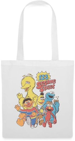 Spreadshirt Sesamstraße 123 Sesame Street Charaktere Stoffbeutel, One size, Weiß