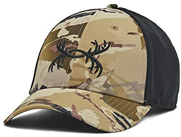 Under Armour Men's Standard Outdoor Antler Trucker Hat, (989) UA Barren Camo/Black/Black, One Size Fits Most