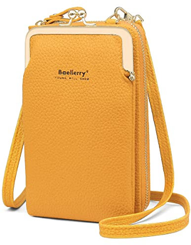 HNOOM Handytasche zum Umhängen Damen Handy Umhängetasche Kleine Umhängetasche Damen Crossbody Handytasche Geldbörse Handy Schultertasche mit Kartenfächer Passt Handy unter 6,5 (Gelb)
