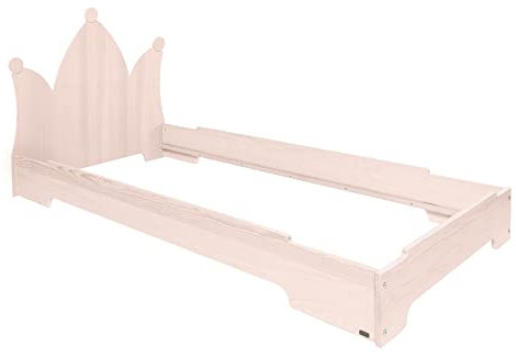 BioKinder Stapelbett Stapelliege Holzbett Kai im Set mit Kopfteil Krone, aus zertifiziertem Massivholz Kiefer Steinrosé lasiert 90 x 200 cm