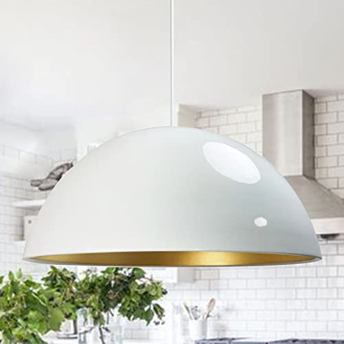 bamyum Lipeo Industrielle Pendelleuchte Weiß Metall Ø50 cm Lampenschirm Groß Hängelampe Industriell Lampe Vintage Hängeleuchte, Retro Pendelleuchte Esstisch, Pendellampe, Esszimmerlampe, Küchenlampe