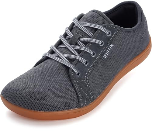 WHITIN Barfußschuhe Herren Barfussschuhe Barfuss Schuhe Breite Barfuß Sneaker Knit Barefoot Shoes Minimalistische Trailrunning Weit Barfusslaufschuhe Grau 47 EU