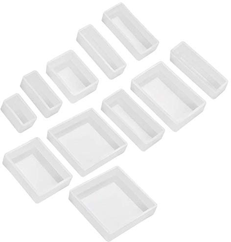 Oewnvmd 11Pcs Stampi Stampi nel Resina Stampi nel Silicone Stampi Quadrati e Rettangolari per Gioielli nel Resina, Sapone, Fiori Secchi