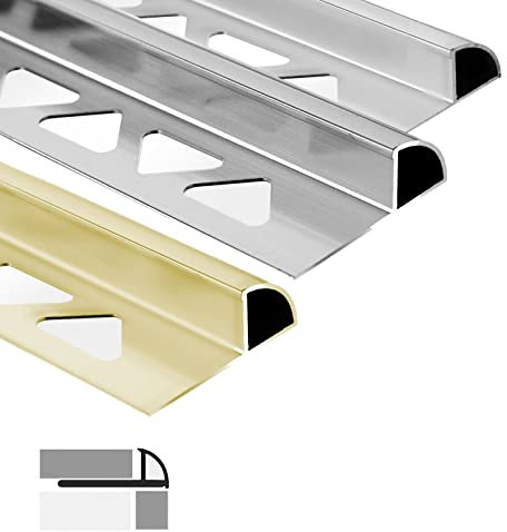 casa pura Fliesenprofil aus Alu 5 Stück, Fliesenschiene Viertelkreisprofil für Fliesen 2,5 m Länge, Fliesenabschlussleiste Eckprofil - Winkelprofil zum Kantenschutz (Silber - Hochglanz, D-Form, 10mm)