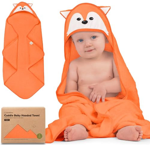 KeaBabies Babyhandtuch mit Kapuze für Neugeborene – Große Bambus Kapuzenhandtuch Baby für Jungen, Mädchen, Kleinkinder, Besonders Saugfähig Und Weich Baby Badetuch (Fox)