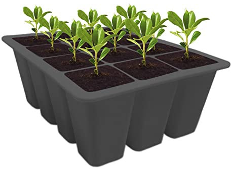 linlinfa Zimmergewächshaus Anzuchtkasten Silikon Pflanzenstarter Kit Mit 12 Zellen Sämlingstopf Pflanze Samen Starter Tablett Kit Für Sukkulenten, Kräuter, Kakteen, Blumen18x14x6,5 cm