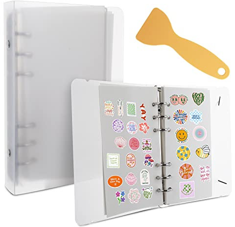 Lusofie Transparentes Stickerbuch Sammelalbum Wiederverwendbares Sticker Sammelbuch mit Scratcher Activity Sticker Aufbewahrung Blanko Ordner zum Sammeln von Sticker Etiketten (40 Blatt, A6)