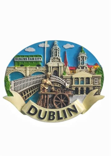 Dublin Irland Kühlschrankmagnet, Reise-Souvenir, 3D-Kühlschrank-Dekoration, magnetischer Aufkleber, handbemalt