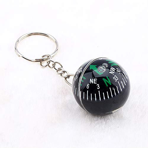 Pendentif Porte-clés 28 Mm,Boussole randonnée Boule Porte-clés Boussole Remplie De Liquide Camping Randonnée Voyage Survie en Plein Air 