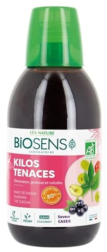 BIOSENS - Cocktail Kilos Tenaces Bio - Bouteille Verre 500ml et doseur inclus - Nutrition saine et naturelle pour une alimentation bio équilibrée - Délicieusement efficace - Lot De 3 - Vendu Par Lot
