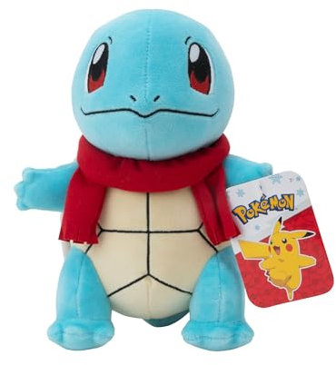 Pokémon PKW3102-20 cm Winter Plüsch - Schiggy mit Schal, offizielles Plüsch