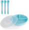 Twistshake Babygeschirr-Set | Geteilter Teller + 3 Löffel Besteck | BPA-frei | Ernährungstrainingsset für Kinder | Baby-Fütterungsset | Blau