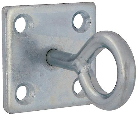 Amig - Gancio da Soffitto | 50 x 50 x 8 Gancio Ø8 mm | Piastra a Occhio | Gancio Chiuso | Piastra Fissa di Fissaggio | Acciaio Zincato