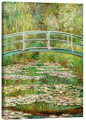 Posterlounge Claude Monet Brücke Seerosenteich Leinwandbild 50 x 70 cm | Französischer Impressionismus | Japanische Gartenbrücke über einem üppig bewachsenen Teich