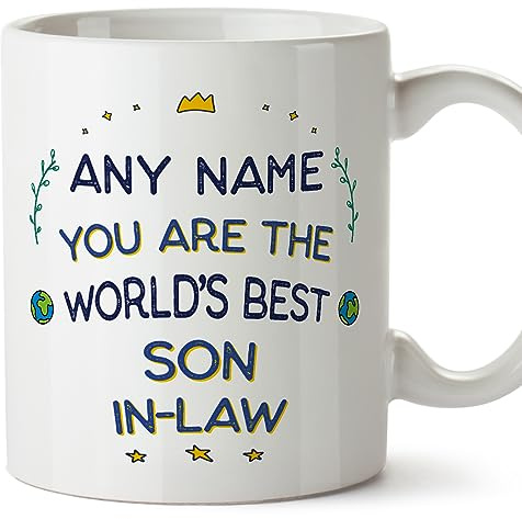 Mugffins Tassen Personalisieren mit Spruch für SCHWIEGERSOHN - Auf Englisch - World's Best - 11 oz / 330 ml - Individuell Anpassbar Geschenk