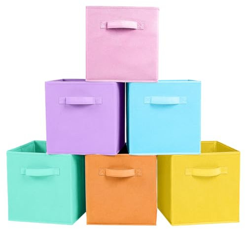 powerking Storage Bins, Foldable Fabric Storage Cubes and Cloth Storage Organizer Drawer for Closet and Toys Storage, 6 Pack