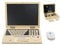 HYGRAD Kids Wooden LapTop And Chalkboard Magnetic Pretend Play Set Early Development Kids Laptop Computer Play Set