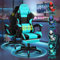 ELFORDSON 2-Point Massage Gaming Chair, Comfy Computer Office Chair with Lumbar Cushion Headrest Pillow Footrest, 150° Recliner 360°Swivel for Home Office, Cyan & Black
