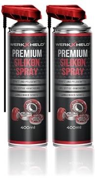 2x WerkXheld Silikonspray Gleitspray : Premium Schmieröl, Kriechöl & Sprühfett - Laufband Öl, Silicone Spray, Silikonfett für Dichtungen, Kunststoff, Gummi, Holz & Metall
