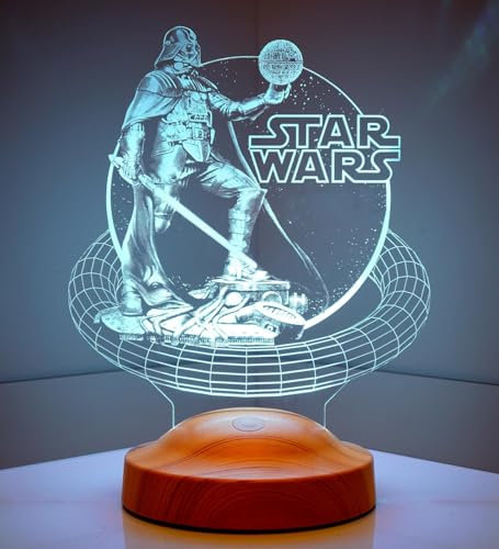 Lampe cadeau Star Wars cadeaux personnalisés avec gravure lampe LED 3D texte personnalisé veilleuse couleur changeante lampe de décoration (Fléchette Vador Standard)