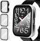 ivoler 3 Piezas Funda para Amazfit Bip 5 Unity (No para Amazfit Bip 5), Protección Completa Protector de Pantalla de Cristal Vidrio Templado Duro PC Anti-arañazos Carcasa, 2 Transparente + 1 Negro