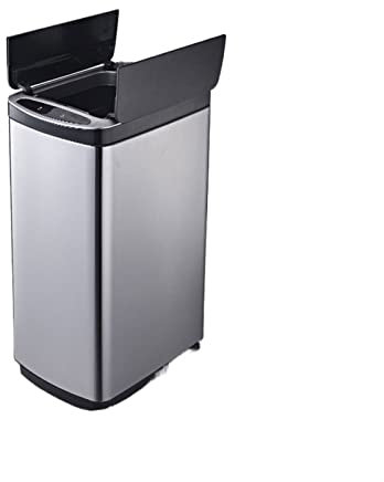 Poubelle Cuisine Poubelles à induction intelligentes 20L/30L, grandes poubelles de cuisine et de ménage avec couvercle, panier à ordures électrique de grande capacité Poubelle Extérieure(Silver,30L)