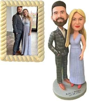 Individuelle Pärchen-Wackelkopf-Figuren, personalisierbar, Ganzkörper-Handarbeit, Wackelkopf-Figur, Puppenskulptur, Statue aus Bild, 2 Personen, hohe Ähnlichkeit