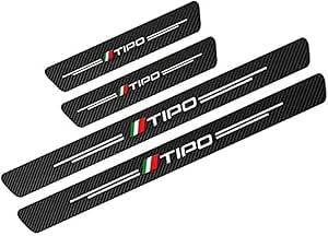 Generico Protezione sottoporta Auto Battitacco per Fiat Tipo,Fibra di Carbonio Personalizzata soglia portiera Adesivi AntiGraffio Copertura Piastra Modifica Styling carrozzeria Part