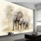 Tapete Fototapete 3d Effekt Aquarell Tier Elefant, Tapeten Wandekoration Wohnzimmer Schlafzimmer Büro Flur Vliestapete Wandtapete Bildtapete Wand Dekoration 400 x 280 cm, Hellgelb
