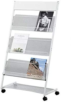 Moderner Zeitschriftenständer mit Rollen und Prospektständer für Literaturausstellung