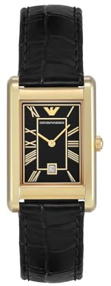 Emporio Armani Watch for Men, Automatic Movement and 36mm Case Size with Stainless Steel, Leather or Silicone Strap Mattschwarz, 25MM