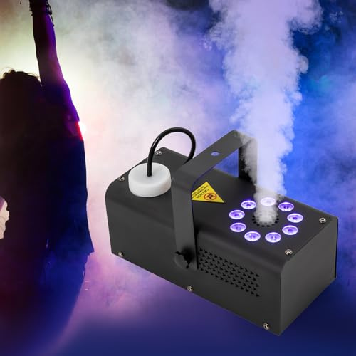 Fogger Mini machine à fumée 500 W 9 LED Lumière Smoke Fog Machine à fumée Extérieur / Intérieur Machine à fumée avec télécommande pour DJ Disco Party, Halloween, mariages et Noël