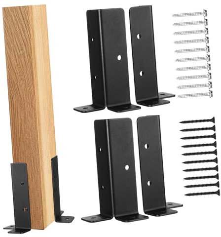 KONTONTY 4sets Deck Post Base Brackets for Pergola Railing Metal Wood Fence Post Repair Stakes Kit