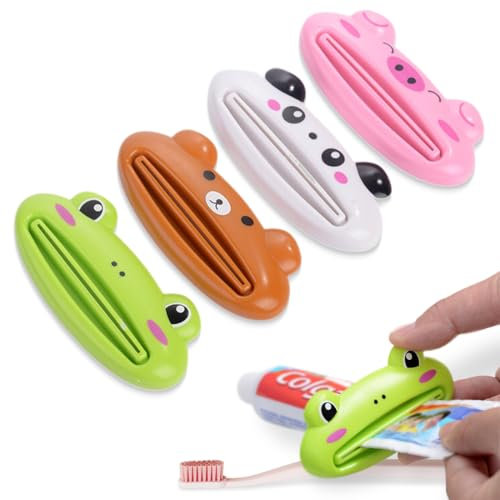 ZEPIQOR 4 Stück Zahnpasta-Spenderclip,Tubenquetscher,Zahnpasta-Squeezer Kunststoff-Zahnpasta-Clips Zahnpasta-Kappen-Spender für Zahnpasta Handcreme Kosmetik (4 Farben)