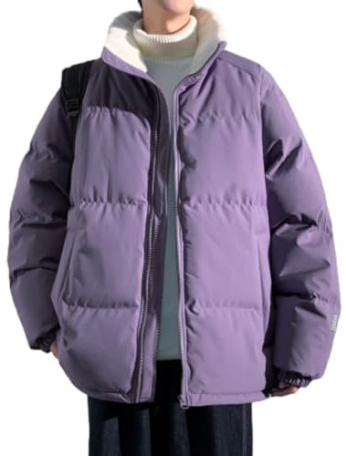 PANVER Jacke Herren Leichte Komfortabel Warm Kältejacke Herren Klassisch Temperament Trend Outdoorjacke Herren Verdicken Mode Casual Baumwolle Jacke Herren F-Purple XL
