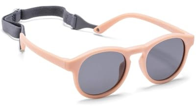 TPZORJX 1 par de gafas de sol para bebés de 0 a 24 meses, polarizadas, con montura de silicona suave ajustable, gafas de sol protectoras redondas para niños, aptas para bebés de 0 a 2 años
