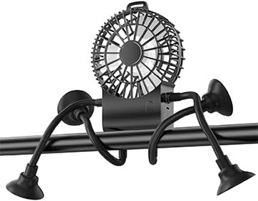 CNXMSY USB Desk Fan, Fun Robot Fan with Suckers, 3 Speeds Personal Rechargeable Portable Table Fan and Phone Stand 2 in 1 for Office, Travel and Cars, Black