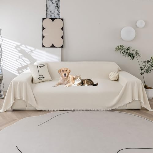 SHANNA Wasserdichter Sofabezug für 2 3 4 Sitzer, Kratzfester Couchbezug, L-Form, Rutschfester Bezug, Haustierfreundlich, Sofa-Couch, Ganzjahresschoner, Futon-Bezug, L-Förmiger Sofabezug