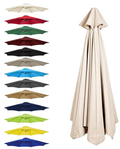 CMJYMX Toile De Rechange pour Parasol 6 Baleines: 2,0/2,5/2,7/3,0 M, 8 Baleines : 2,0/2,3/2,7/3,0/3,5 M(Beige,6 Ribs: 250CM/8.2FT)