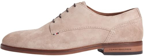 Tommy Hilfiger Herren Derby Schuhe aus Veloursleder, Beige (Coastal Taupe), 44