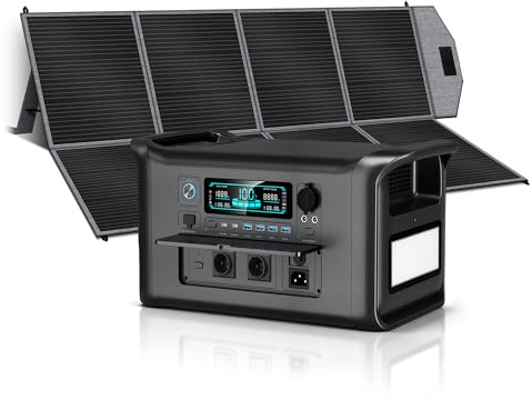 CTOLITY Solargenerator 1000W, 1024WH Tragbare Powerstation mit 1 * 400W Solarpanels, 220V 1000W AC Steckdose mobile Stromversorgung, 1 Std. Schnellladung für Camping, Wohnmobil, Notfall, Off-Grid