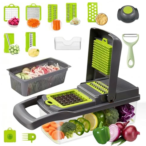 16-in-1 Gemüseschneider, Mandoline Gemüsehobel gemüseschneider | Gemüseschneider für Würfel, Stifte, Scheiben, Streifen ,Vegetable Chopper, ABS