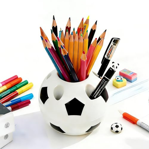 SilverChry Pot a Crayon Football, Organisateur de Crayons pour Enfants, Cadeau Football, Organisateur de Stylos pour les Fans de Foot, les étudiants et les Employés de Bureau